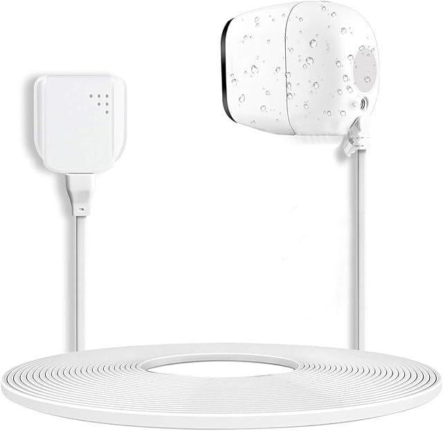 Charging Cable for Arlo Pro and Arlo Pro 2, JESSY Charger and Power Cord Compatible with Arlo Pro/Pro 2/Go/Security Light, 10ft/3m Weatherproof Outdoor Cable with Quick Charge 3.0 Power Adapter