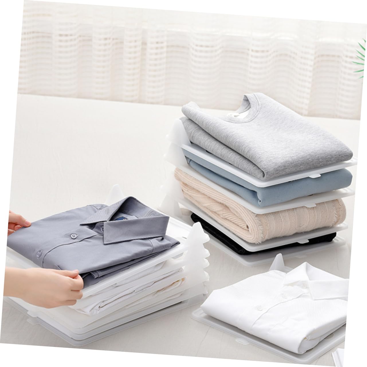 2 Piezas organizador de camisetas - Organizador de cajones divisores de armario carpeta de tela carpeta de camisas organizador apilable de camisetas y documentos divisor de ropa