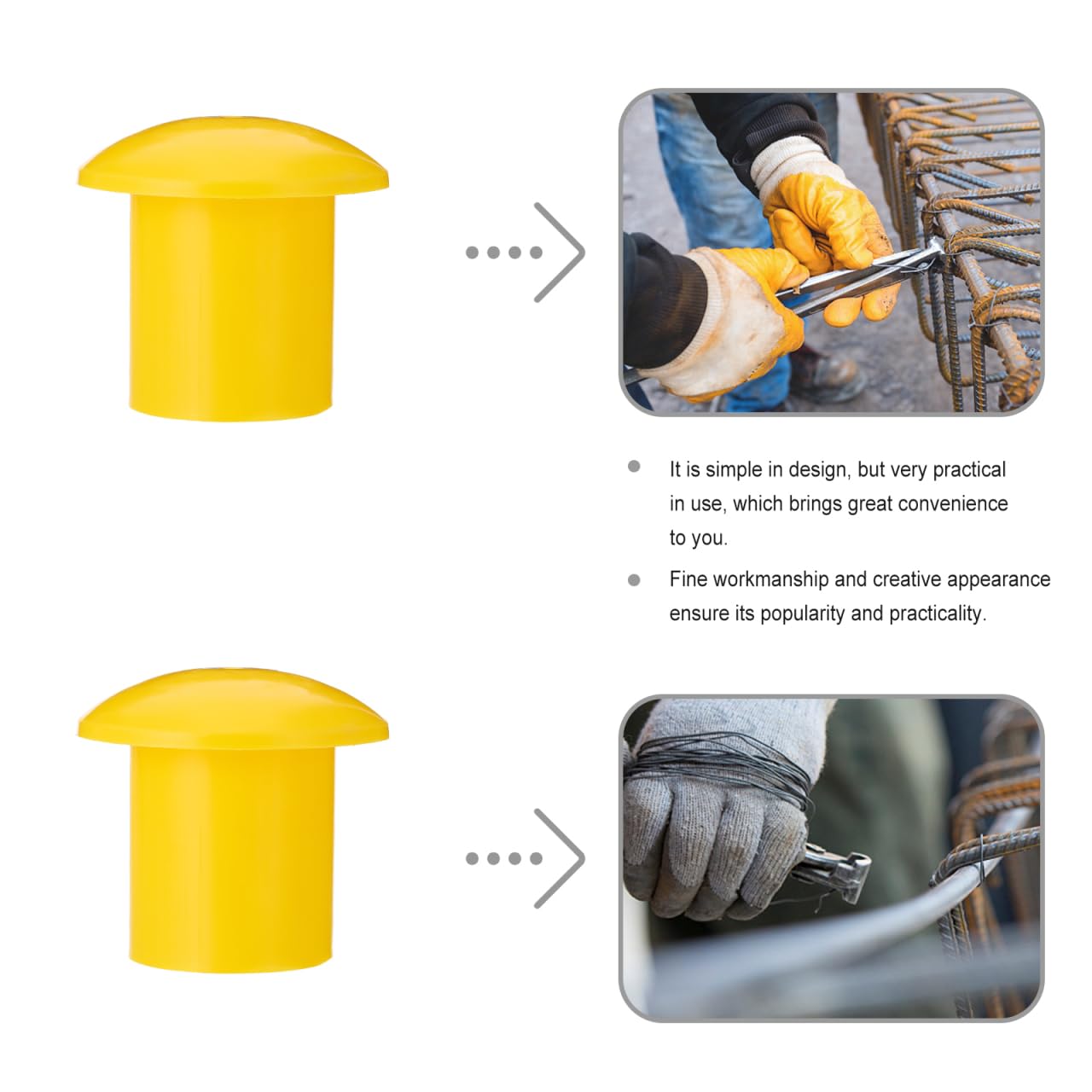 Hemobllo Rebar Safety Caps 6X6X2.2 Inch High Visibility Plastic Protective Mushroom Covers Compression Resistant Rebar End Caps for Construction Site Safety - Image 4