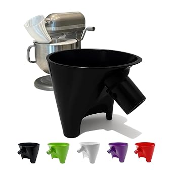 Flour Funnel for Kitchen Aid Mixer, Flower Funnel for Kitchen Aid Mixer for 4.5-5 Quart Tilt-Head Stand Mixe, Easy Pouring Design, for Egg Liquid and Both Flour, Prevents Spills Black