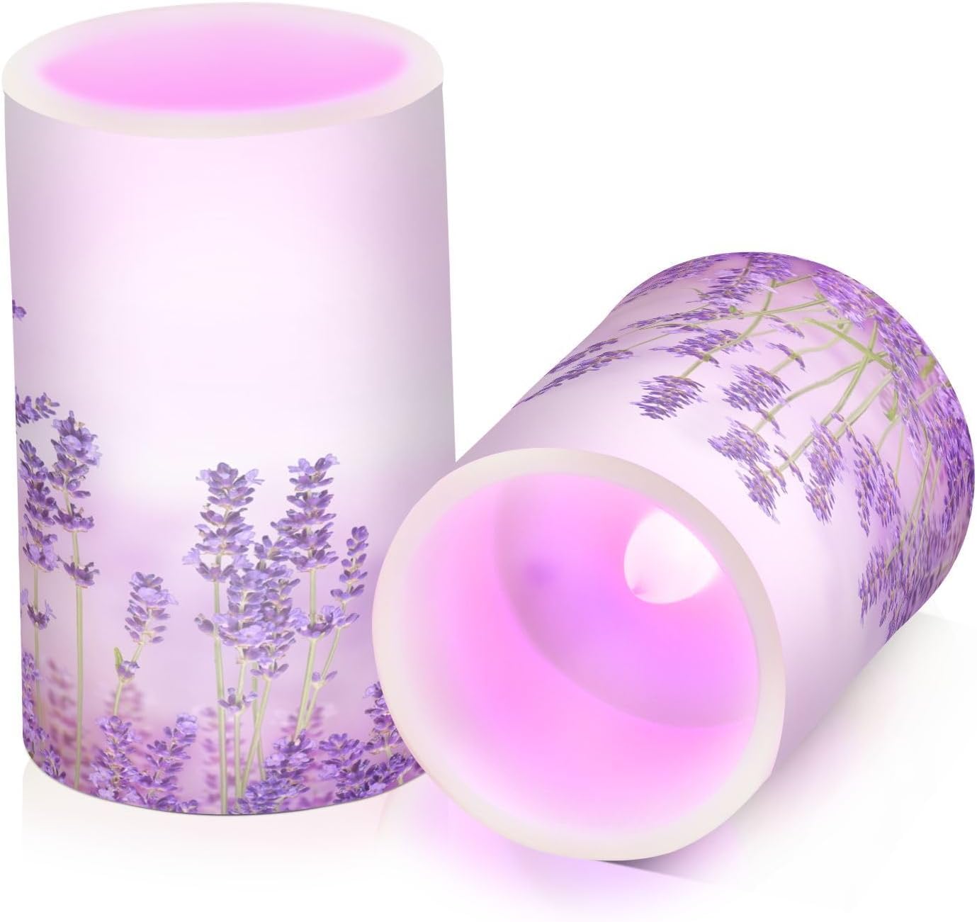Purple Lavender Flameless Candles Color Changing Electronic Operated LED Pillar Candle with Remote and Timer for Decor Halloween Christmas Valentine's Day