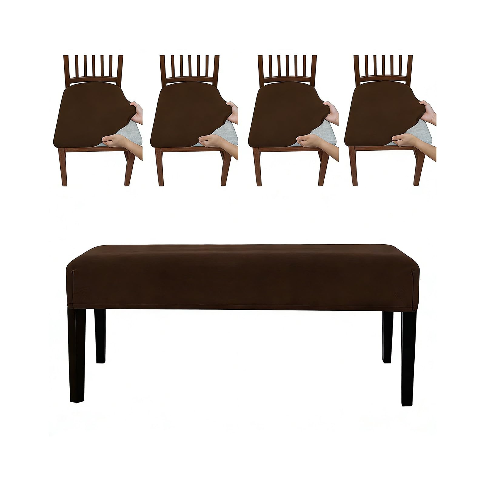 Msioytog Benches Cover with Elastic Rope for Various Stool Legs Spill Resistant Polyester Fabric Stool Cover