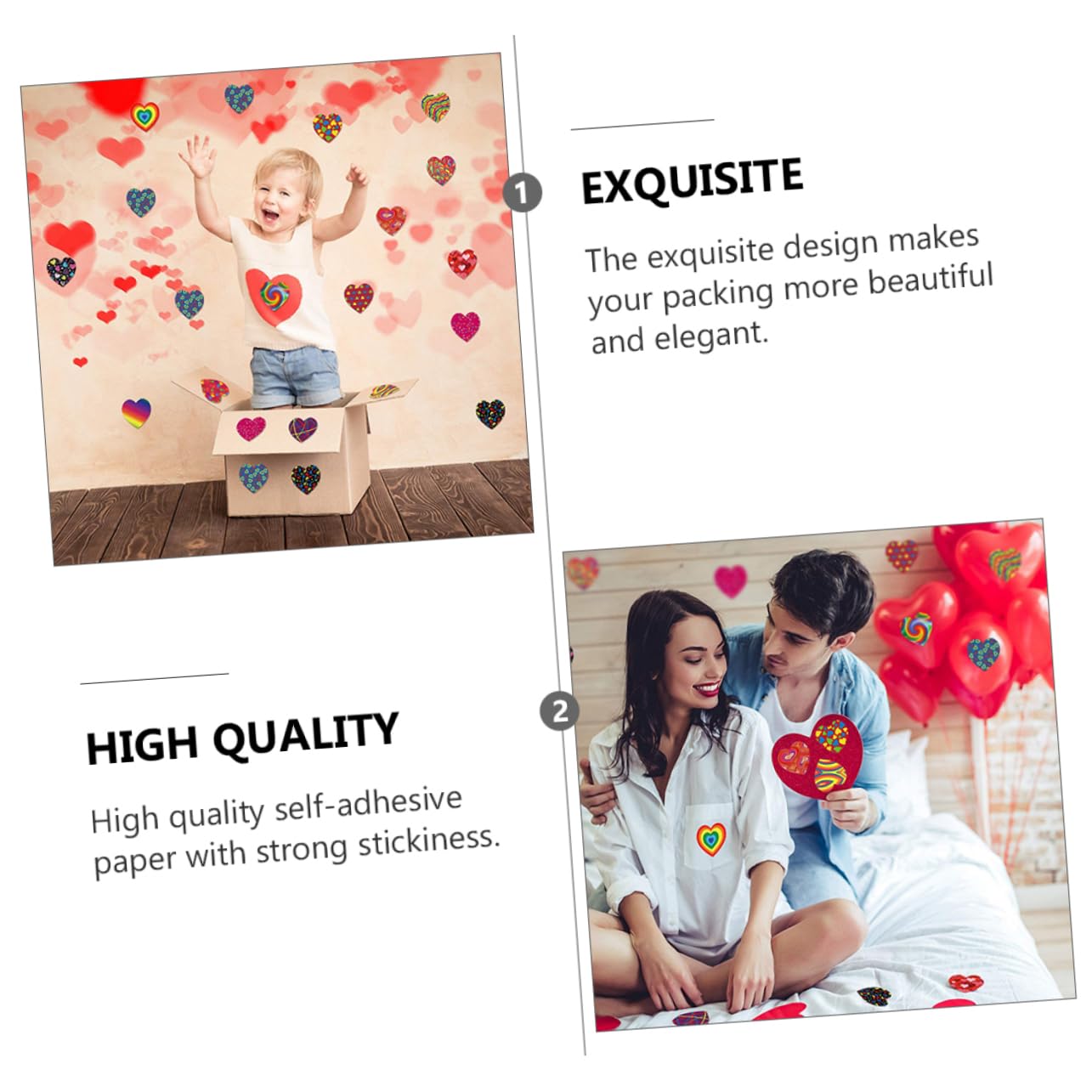 MAGICLULU 3sets Etichette Adesive Forma Di Cuore Per Decorazioni Di Matrimonio e Rosso Blu Per Gadget e Regali Per Invitati
