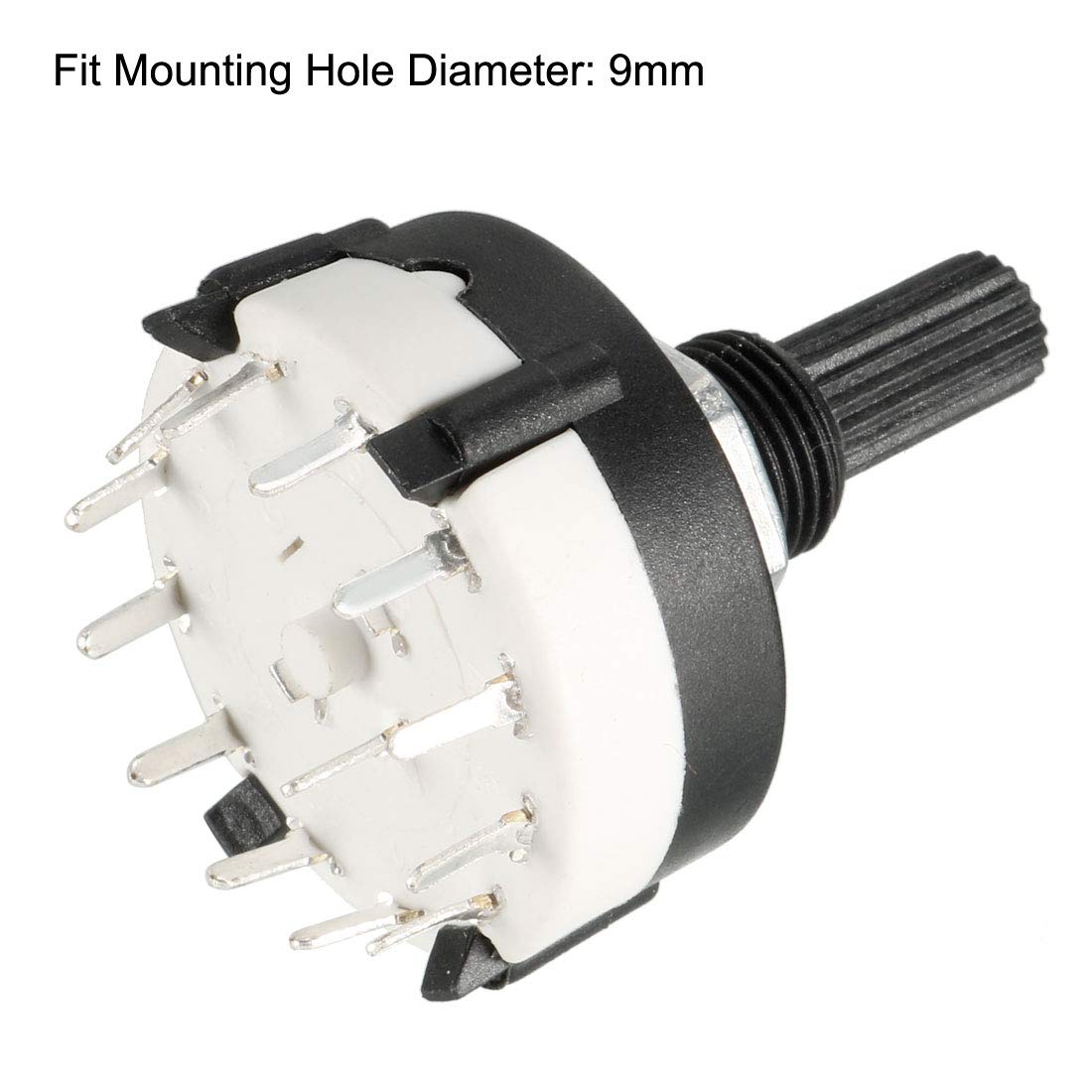 sourcing map 1P10T 1 Pole 10 Throw Single Deck Band Channel Rotary Switch Selector con manopola in plastica