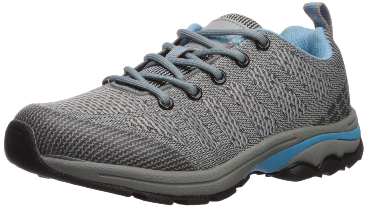 Propét Women's Petra Hiking Shoe, Light Grey/Light Blue, 12 Medium