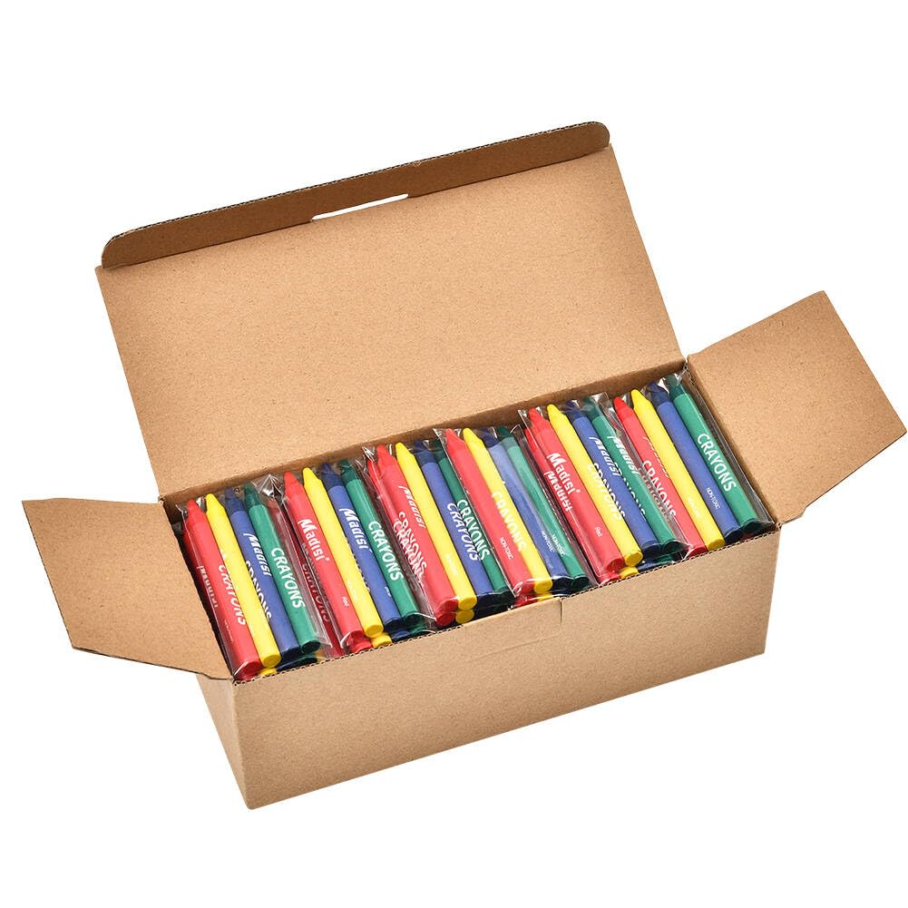 Madisi Crayons Bulk Pack, Regular Size, 4 Colors, 60 Packs, 240 Count