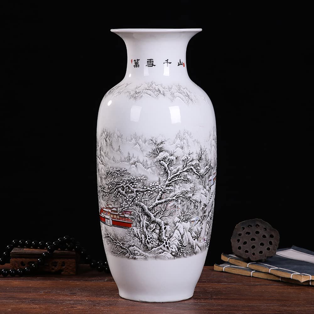asdchZen Peony Bush Blue And White Bone China Flower Vase, Chinese Bottle Shaped Chinoiserie Blue And White Porcelain Vase Jingdezhen Retro Vase Decoration,12#