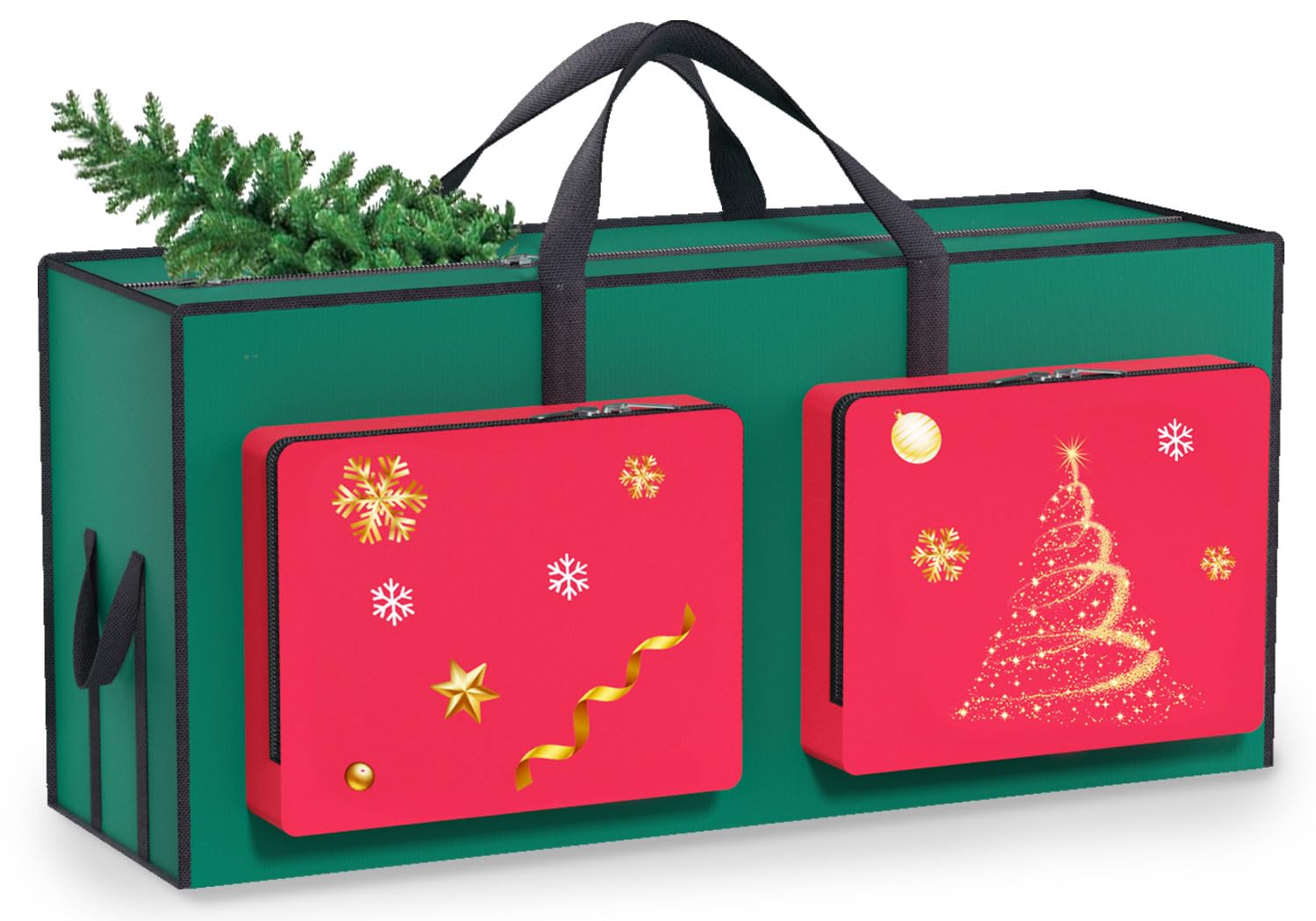 MODFUNS Christmas Tree Storage Bags Heavy Duty Xmas Tree Bag Fit Up to 7.5ft Tree 600d Oxford Fabric Tree Bag with Handles and Zippers Christmas Tree Ornament Container for Tree and Decoration