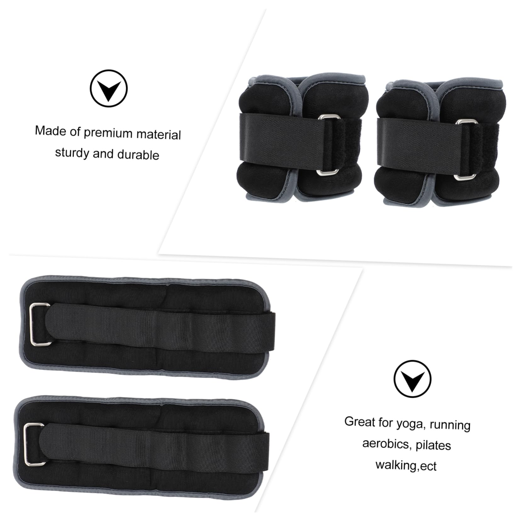 KICHOUSE 1pair Fitness Weight-bearing Sandbags Bracelets and Wrist Weights for Yoga Running Aerobics Easy to Clean Design