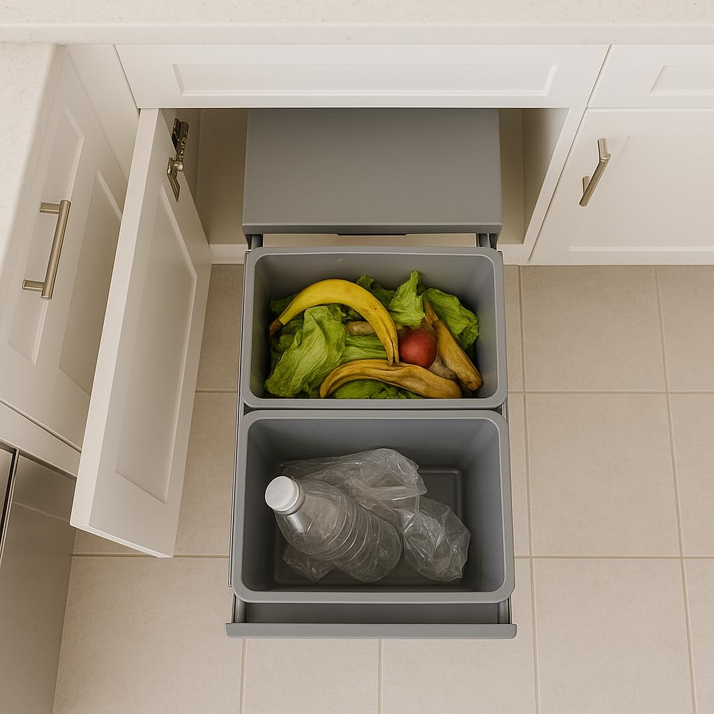 KITCHEN MOVE HYPE Einbau-Mülleimer, 2 Fächer, 36 l (2 x 18 l) mit Eimer