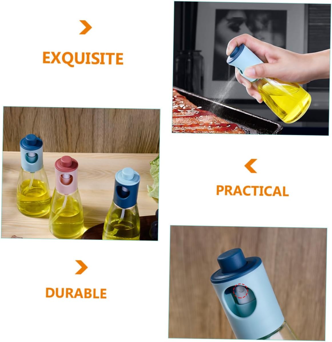 2Pcs Press Type Glass Oil Spray Bottles Portable Oil Atomizer for Cooking Barbecue and Kitchen Use Leak Design with Fine Mist Spray for Healthier Diet