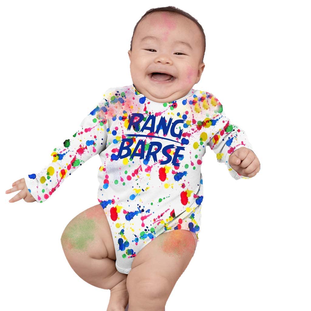 Rang Barse Holi Bodysuits For The Baby(BabyHOLIBON4317_White_0-3M)