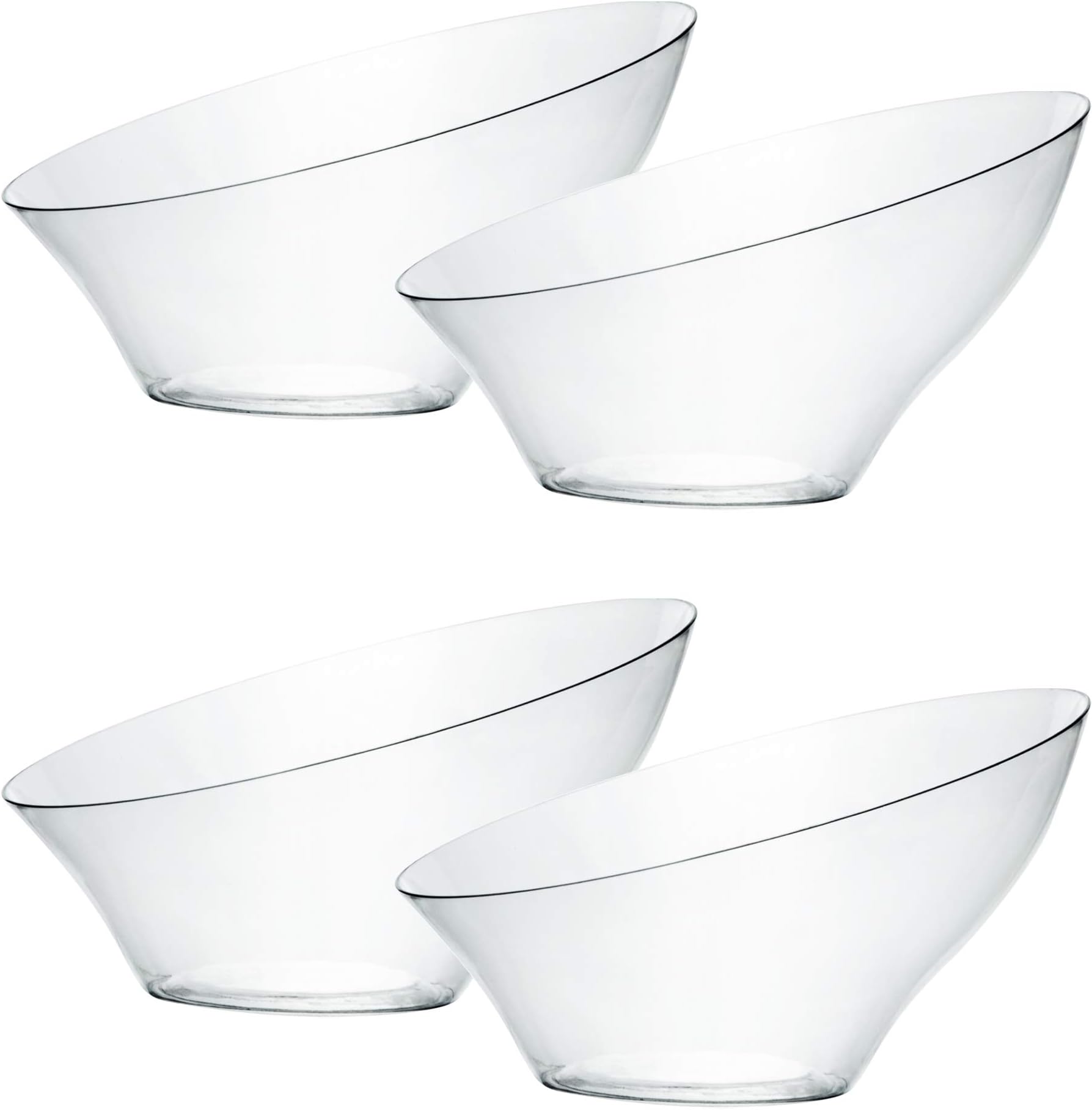 PLASTICPRO Disposable Angled Plastic Bowls Round Small Serving Bowl, Elegant for Party's, Snack, or Salad Bowl, Clear Pack of 8