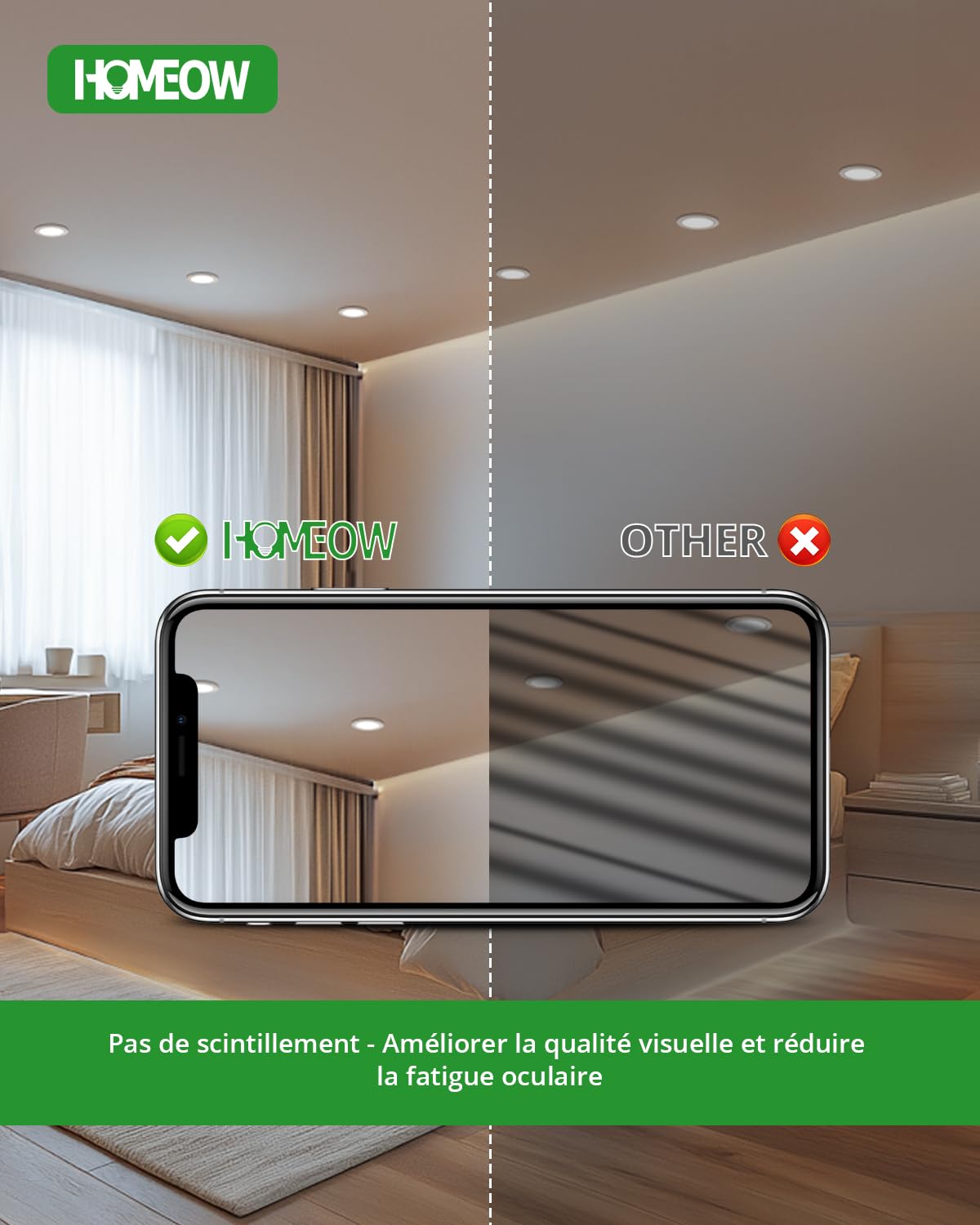 HOMEOW Lot de 12 Spot LED Encastrable Extra Plat 7W 220V 700LM IP44 4000K Blanc Neutre Diamètre 118mm Découpe 95-110mm