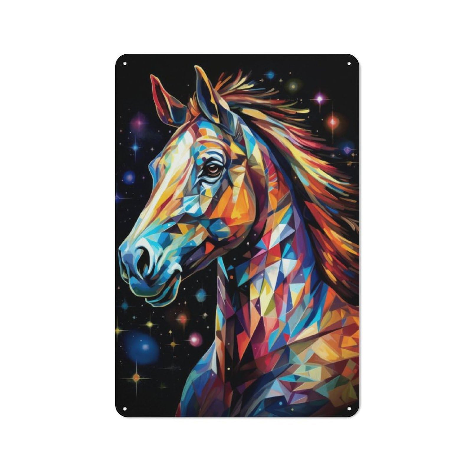 Junmoney Geometric Horse Retro Metal Wall Sign 30X20cm With For Garage Wall, A Decorative Metal Sign For Garages And Workshops