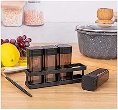 برطمانات توابل أنيقة من اكريليك مع حامل أنيق للمطبخ مجموعة صغيرة 4 في 1 بجزء خارجي رفيع لأدوات المطبخ الجميلة