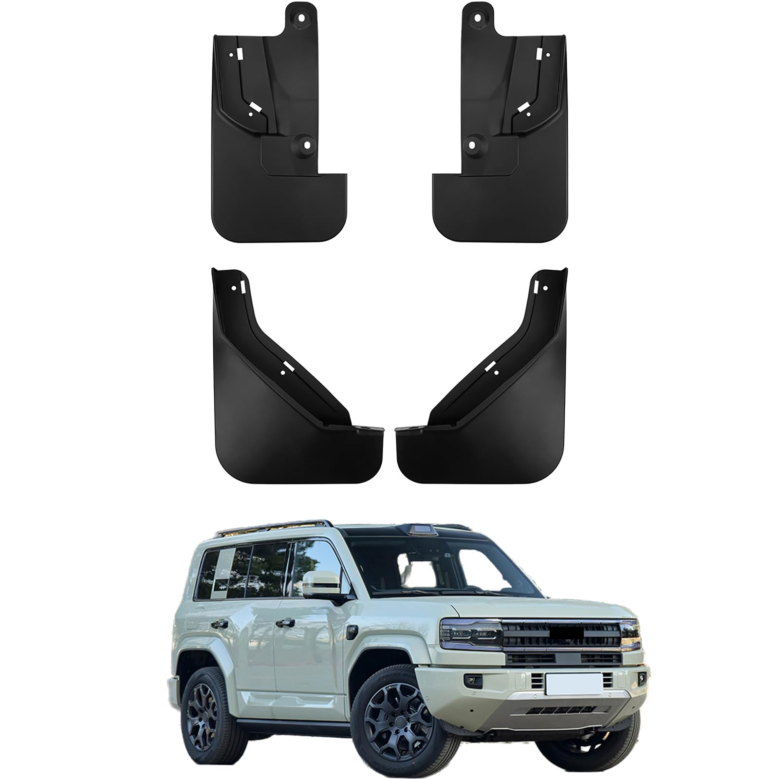 Set Hybrid Mud Flaps for BYD Leopard 5 Electric Scooter 2025 Front and Rear Tire Fenders PP Soft Plastic 4PCS Accessories All Weather Fender Guard Mudguards Sediment Protection