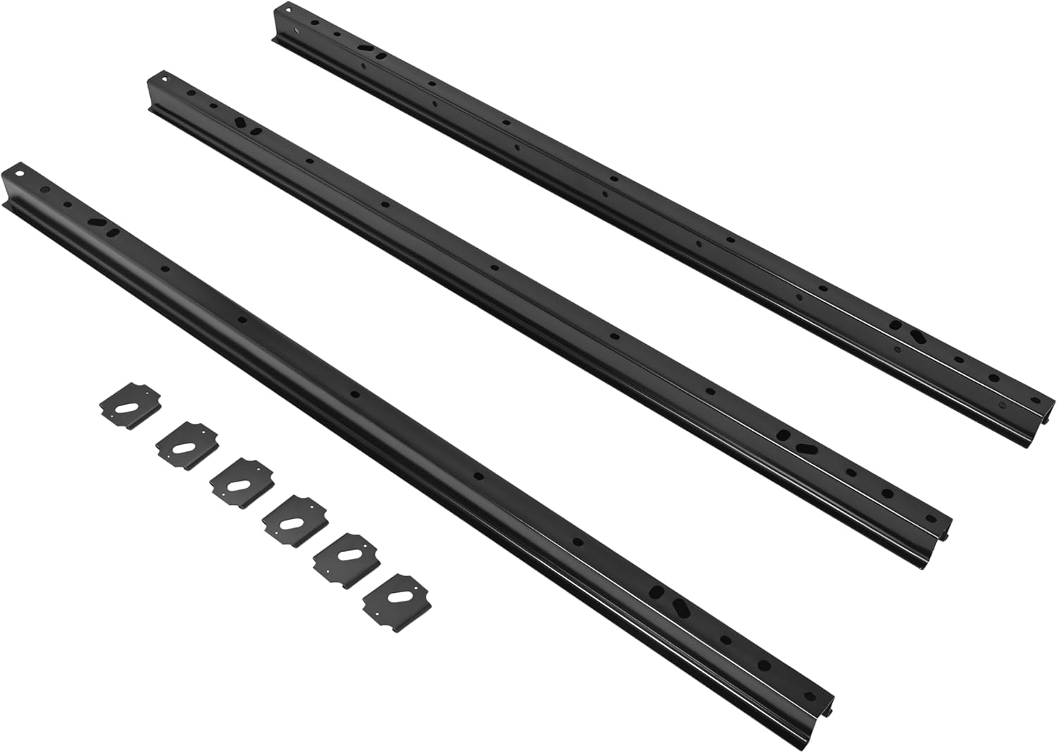 ALMULOO Truck Bed Floor Support Compatible with 1951-1954 Chevrolet GMC Truck Bed Rails 3PCS Steel Black