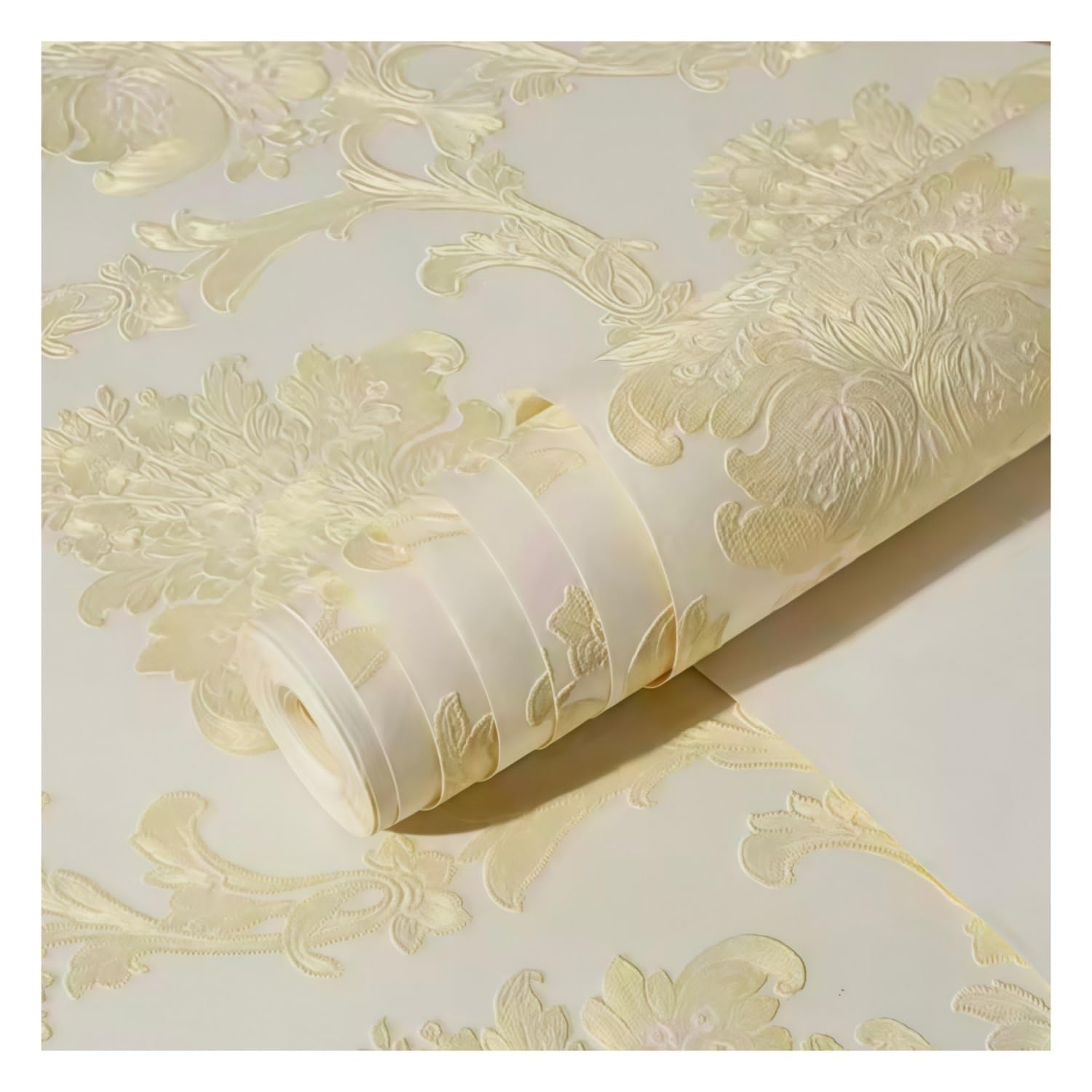 Lxlambentive Floral Peel and Stick Wallpaper, Eco Non-Woven 3D Embossed, 53cm Width Roll, Bedroom Self Adhesive Wallpaper for Living Room, Kids Room, Wall Covering(N,0.35 * 9m)