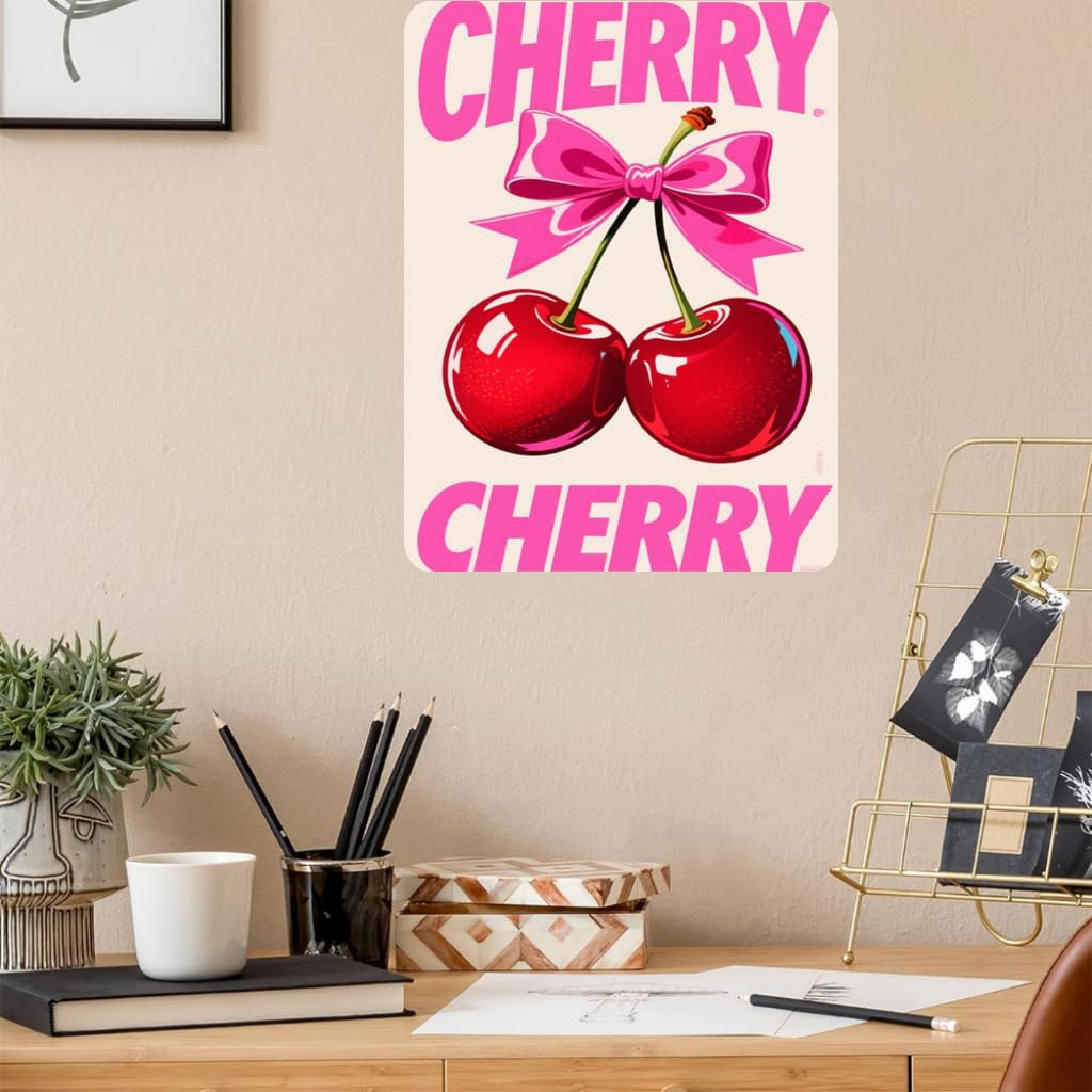 Pink Coquette Bow Preppy Girl Tin Sign, 8x12 Inch Decor