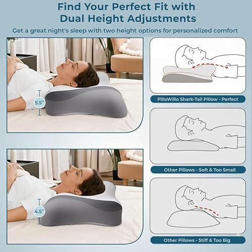 Miniatura 4 de Almohada cervical para el cuello para aliviar el dolor almohada ergonómica de espuma viscoelástica para dormir, almohada ortopédica de apoyo para el