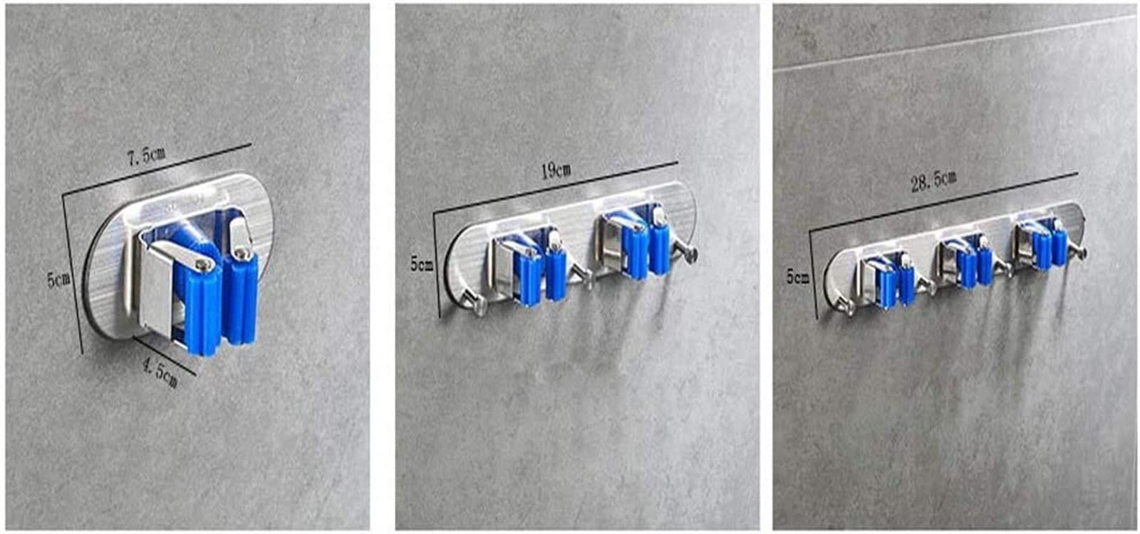 Mopphalter, Besengreifer, wandmontierter Organizer, Mopp-Clip, Besenhalter, Wandhalterung, Edelstahl, Mopp-Besen-Clips ohne Spuren, spurloses Stanzen, Wandmontage, multifunktionales Aufbewahrungsregal