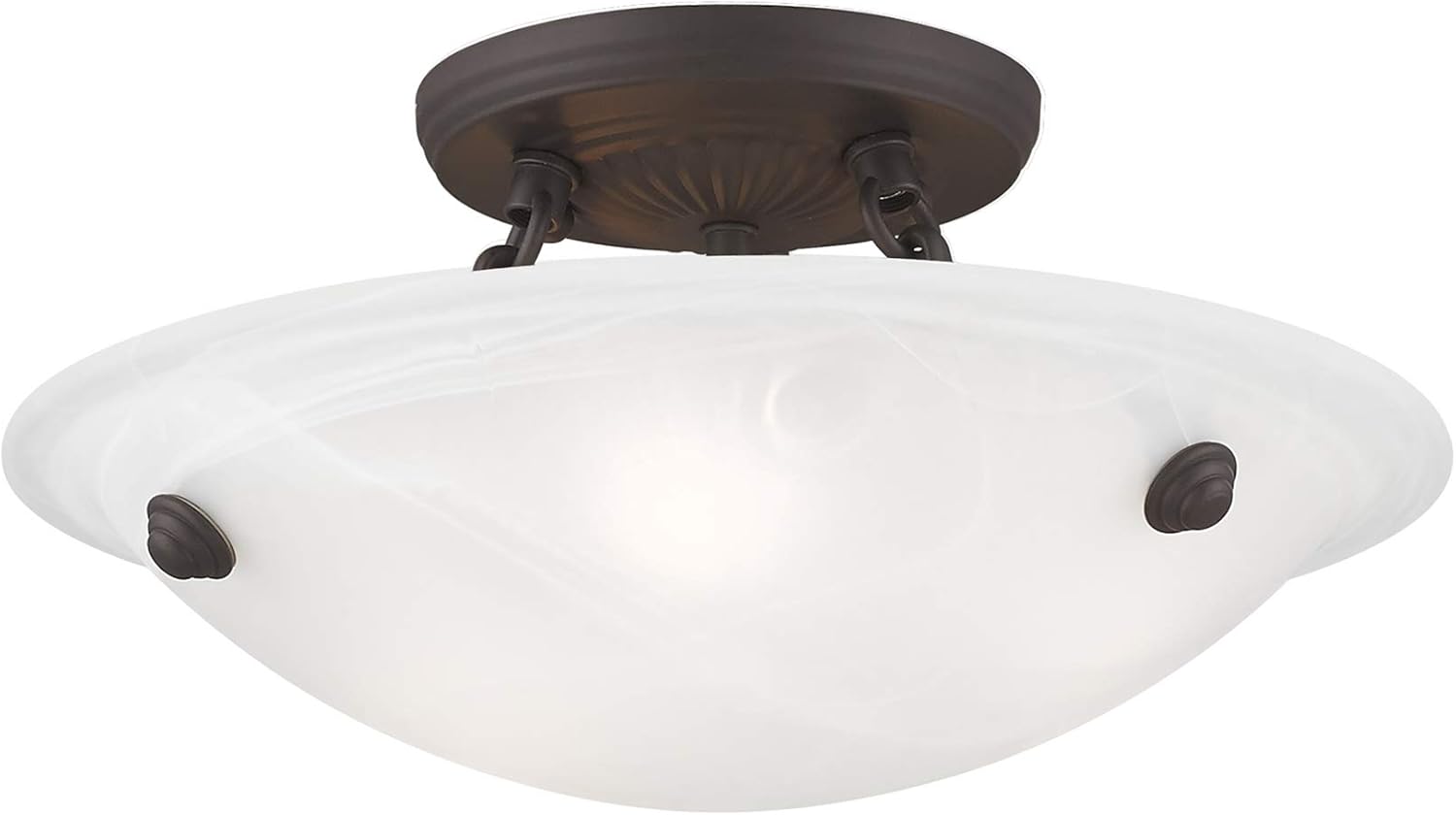 Bronze and Alabaster Glass Semi Flush Mount Light