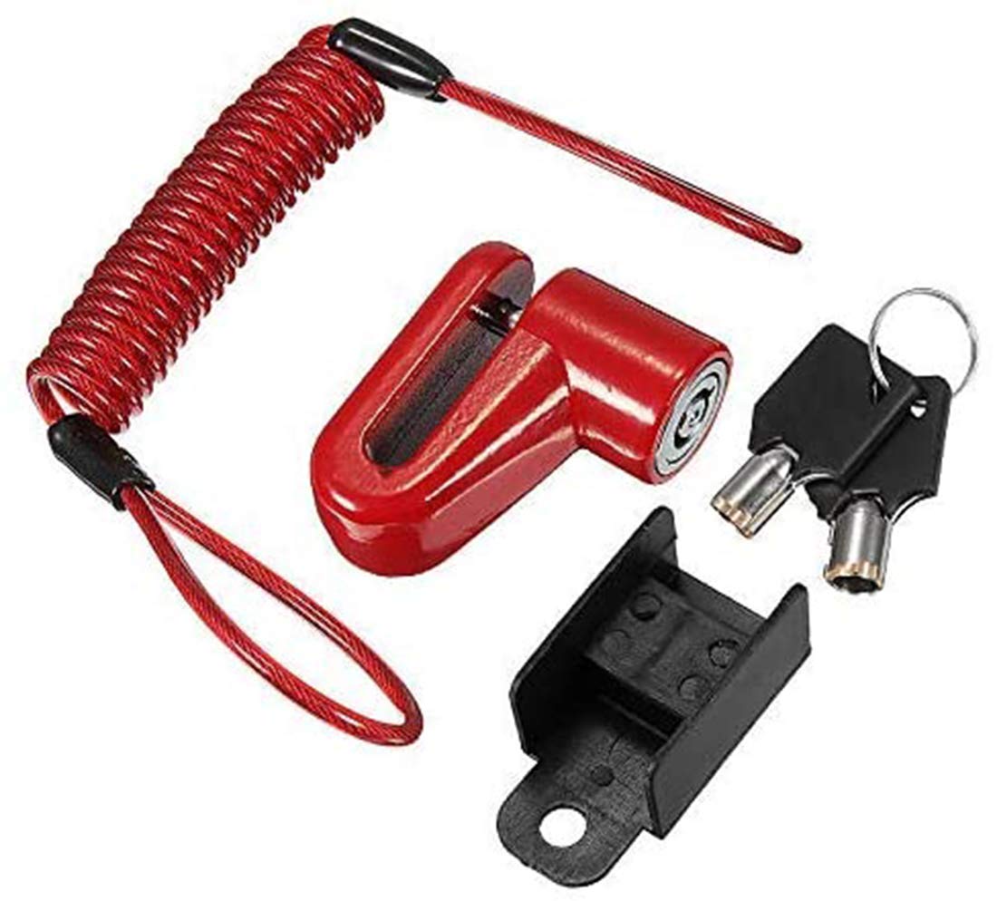 TALITARE Disc Brake Lock, Professional Anti-Theft Wheel Disc Brakes With Wire Compatible with Electric Scooter-Red Electric Scooter Anti-theft Steel Wire Lock Disc Brakes Wheels Locker