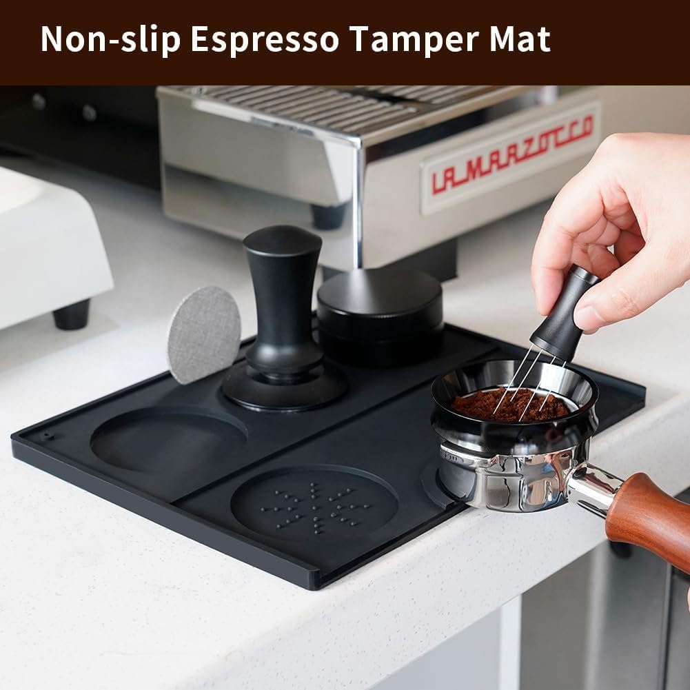 Silikon Tampermatte Für Espresso – Rutschfeste Arbeitsmatte Mit Halterung Für Tamper & Siebträger