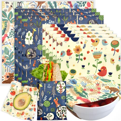 Reusable Beeswax Wrap - 9 Pack Beeswax Wraps for Food,...