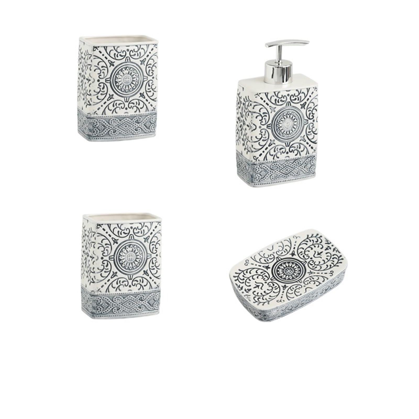 Bathroom Soap Dispenser Set Ceramic Lotion Bottle Soap Dish Toothbrush