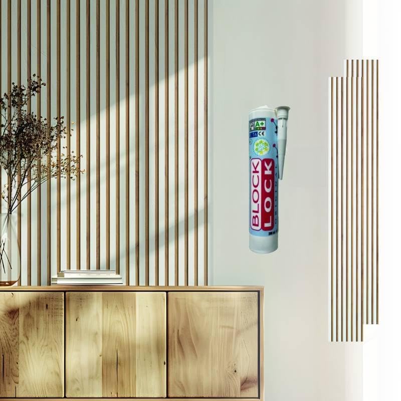 DECOON - Lote de 2 paneles listones de madera con pegamento, 250 x 30 x 1,4 cm, decoración blanca y fondo rígido de roble – 1,5 m²