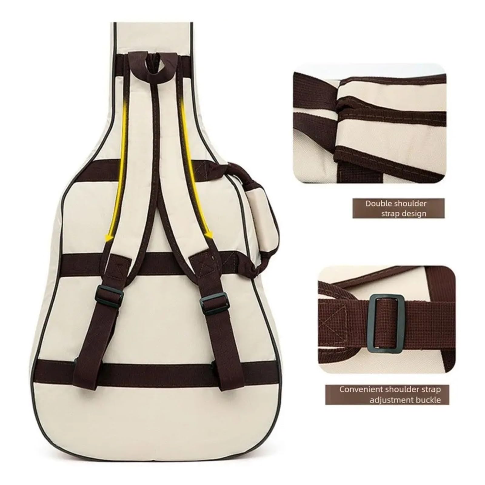 Funda para Guitarra Bolsa for Guitarra de 41 Pulgadas con Doble Correa for el Hombro y asa Lateral, Funda Blanda de Esponja de 10 mm de Grosor, Multibolsillos.(Coffee)