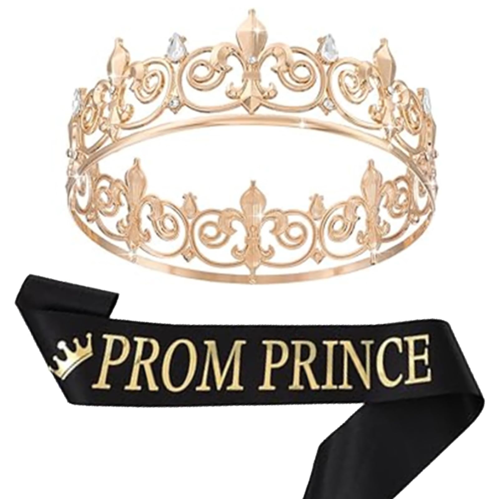 Prom Crystal Crown Birthday Sash Set Women Fashion Bling Crown Peace Sash Adult Birthday Party Props Crystal Crown