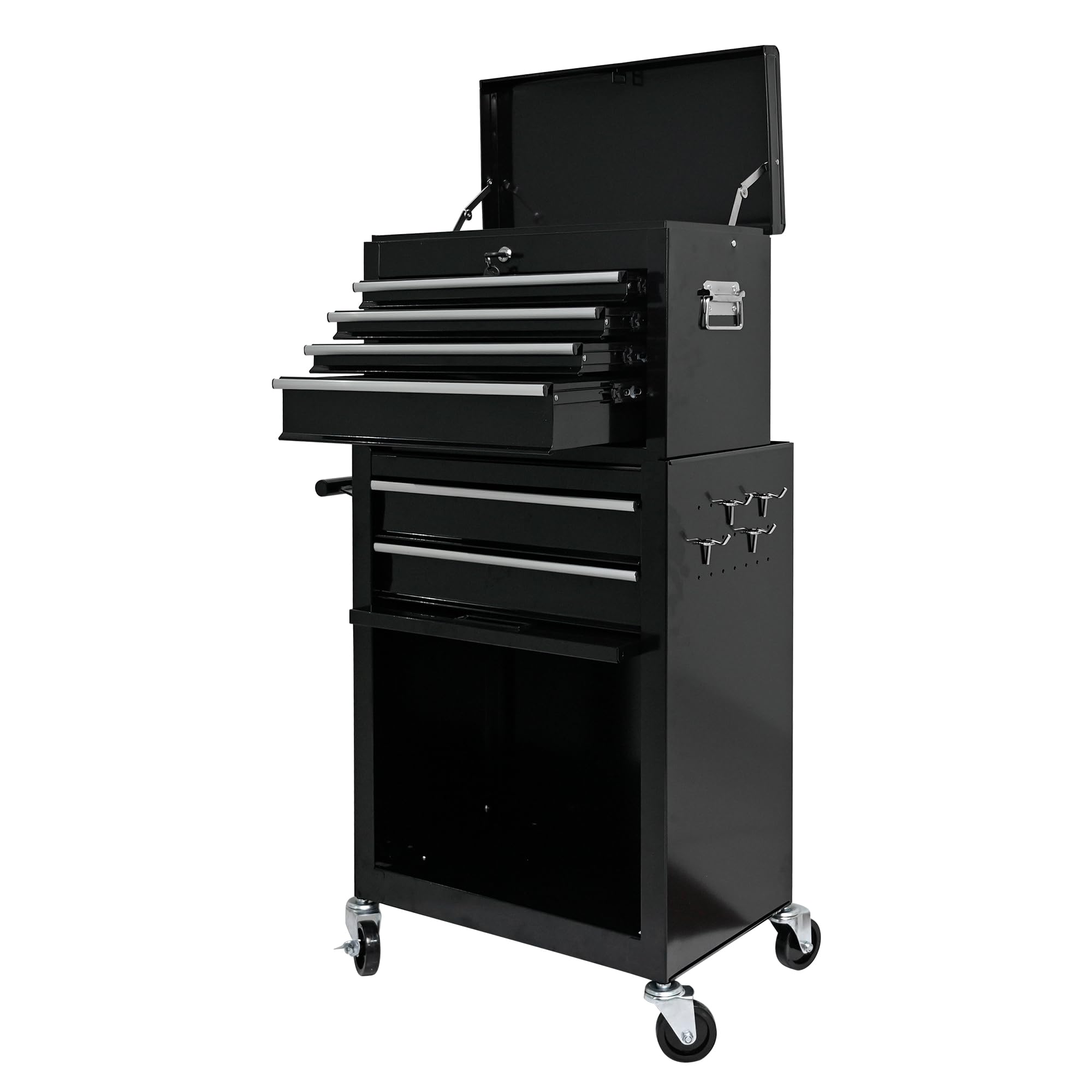 Carrello Porta Attrezzi 6 Cassetti in Acciaio, Alta Capacità con Ruote e Cassetti, Armadietto Mobile per Utensili, Garage Workshop Riparazione, Nero, 52.5 x 33.0 x 109.0 cm