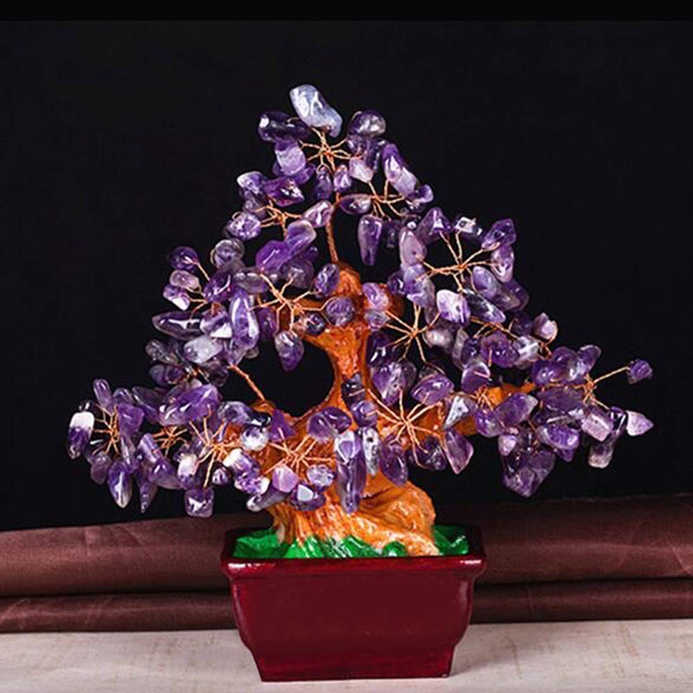 招財樹 金のなる木　アメジスト アメジスト 招財樹 金のなる木 幸福の木 パワーストーン 置物