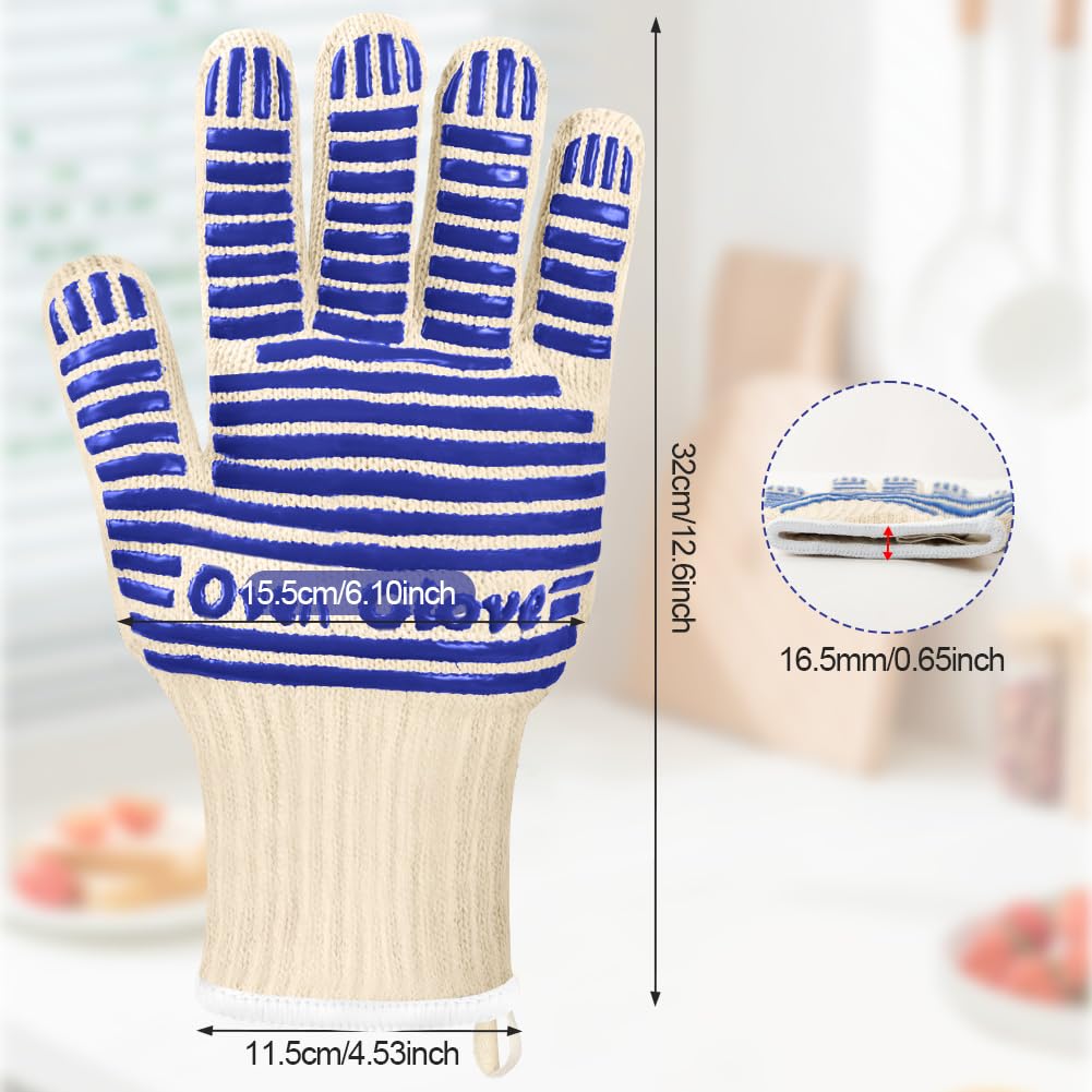 AUAUY Oven Mitts, Silicone Non-slip Knitted Gloves Pair, Heat Resistant up to 662°F / 350°C, for Baking Grilling, Cooking - Image 2