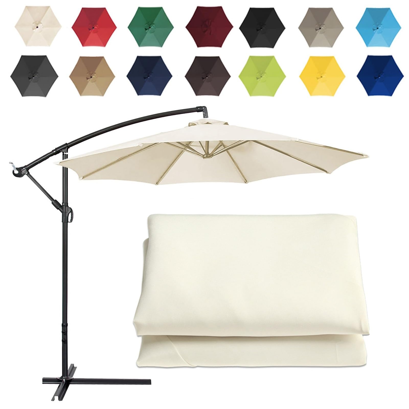 2/2.7/3m Umbrella Replacement Cloth, UV Protection Replacement Parasol Fabric Canopy, 6 Arms/8 Arms Garden Parasol Canopy Cover, For Patio Sun Umbrella, Cantilever Parasols ( Color : White , Size : (6