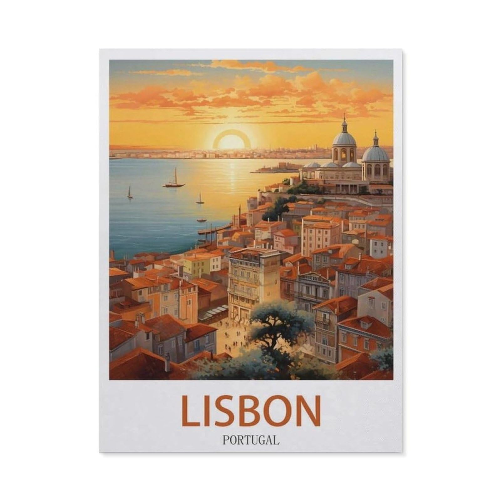 Funny Bathroom Wall Decor Signs，Lisbon Portugal(20x30cm）