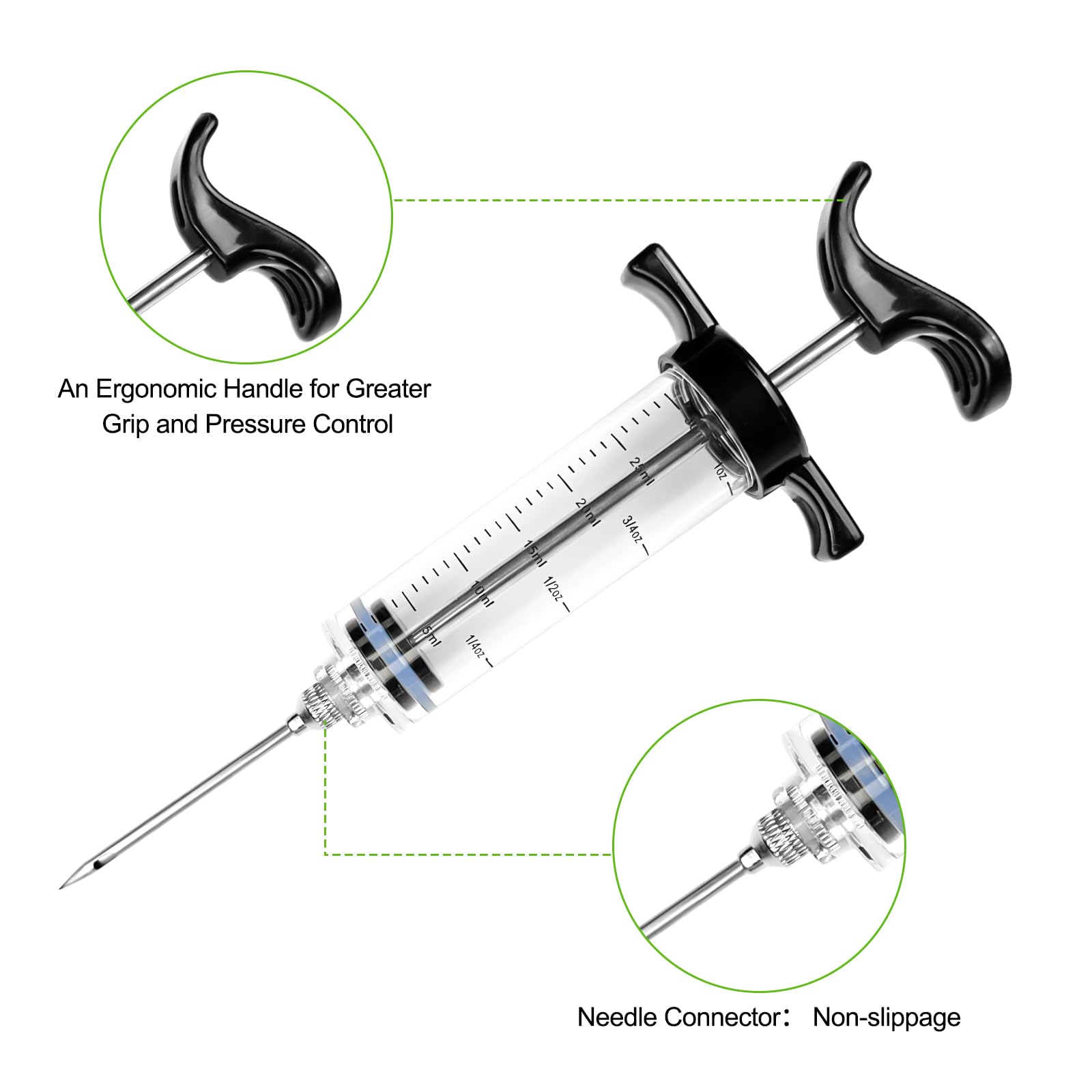 Avesteir Meat Injector 30ml Siringa per Carne BBQ con 3 Aghi Acciaio Inossidabile 1 Spazzola Pulizia Alimentare