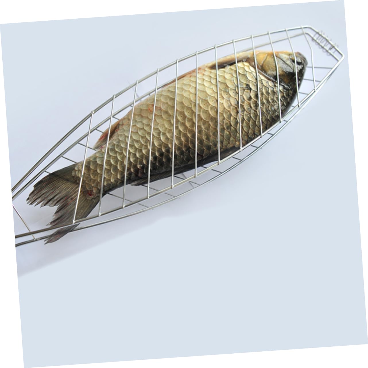 Clip per Griglia da Barbecue in Ferro Manico in Legno, 4 Pezzi | Rivestimento Antiaderente, per Pesce e Costine, Uso Outdoor e Campeggio