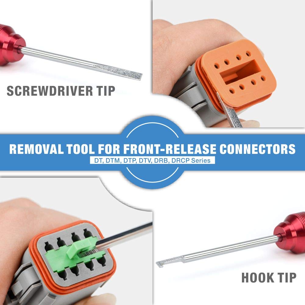 IWISS DEUTSCH DT Kit de conectores en configuraciones de 2, 3, 4, 6, 8, 12 pines, contactos formados estampados tamaño 16 (AWG 14), herramientas de extracción de cuñas y pines, ideal para servicio de