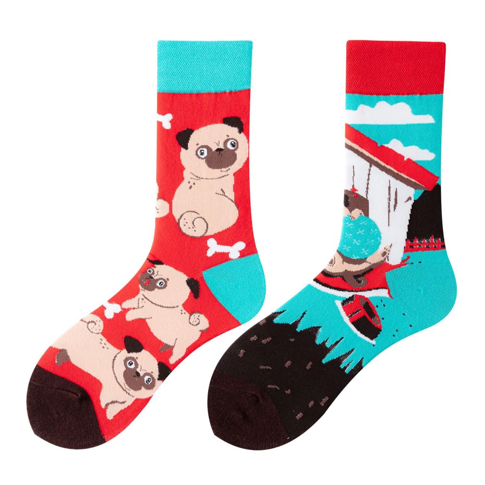 Calcetines Divertidos Unisex para Mujer y Hombre con Diseños Asimétricos en Par - Temas Animales, Comida, Fruta, Deporte y Arte en Algodón - Ideal para Regalos — view 186