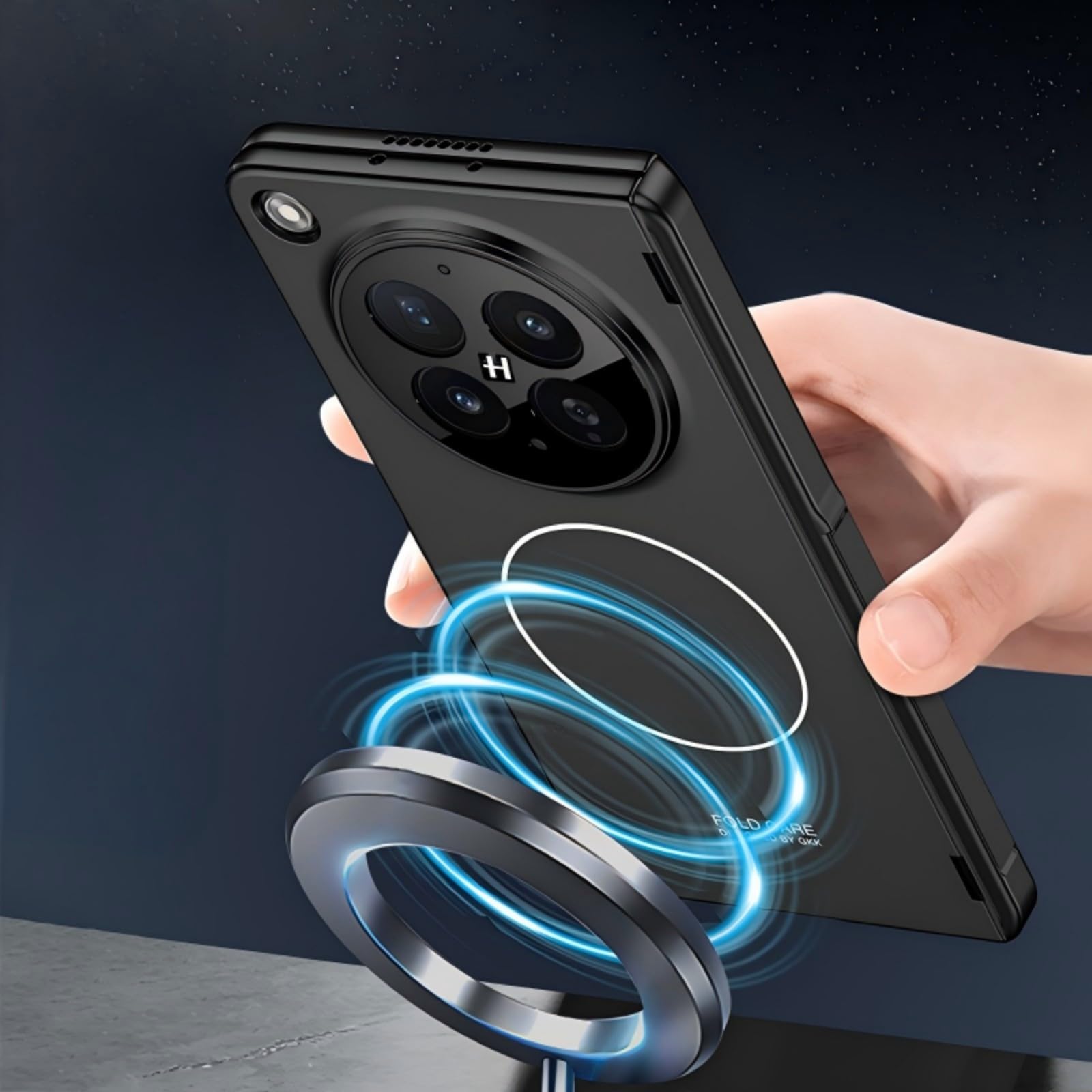 Etui do Find N6 Case + stojak na zawiasy + folia prywatności + bezprzewodowa ładowarka, osłona zderzaka do OPPO Find N6(6)