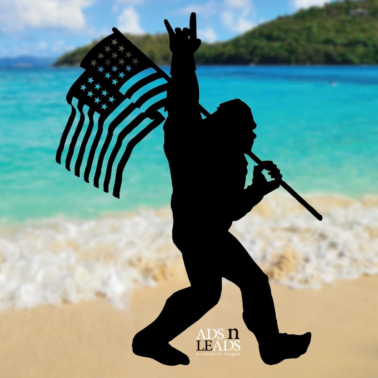 Bigfoot Rocks Sasquatch In The USA Bigfoot Aerican Flag 8&times;12 Cartel De