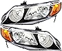 For Honda Civic Sedan Headlights Lamps Set 2006 2007 2008 Halogen Driver and Passenger Side