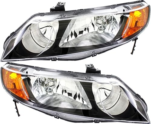 For Honda Civic Sedan Headlights Lamps Set 2006 2007 2008 Halogen Driver and Passenger Side