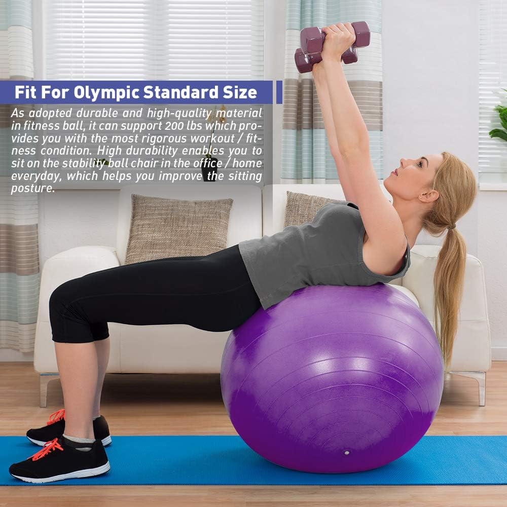 🔥 Cаѕhbасk uр tо 70% JBM Exercise Yoga Ball with Free Air Pump 200 lbs Slip-Resistant Yoga Balance Stability Swiss Ball