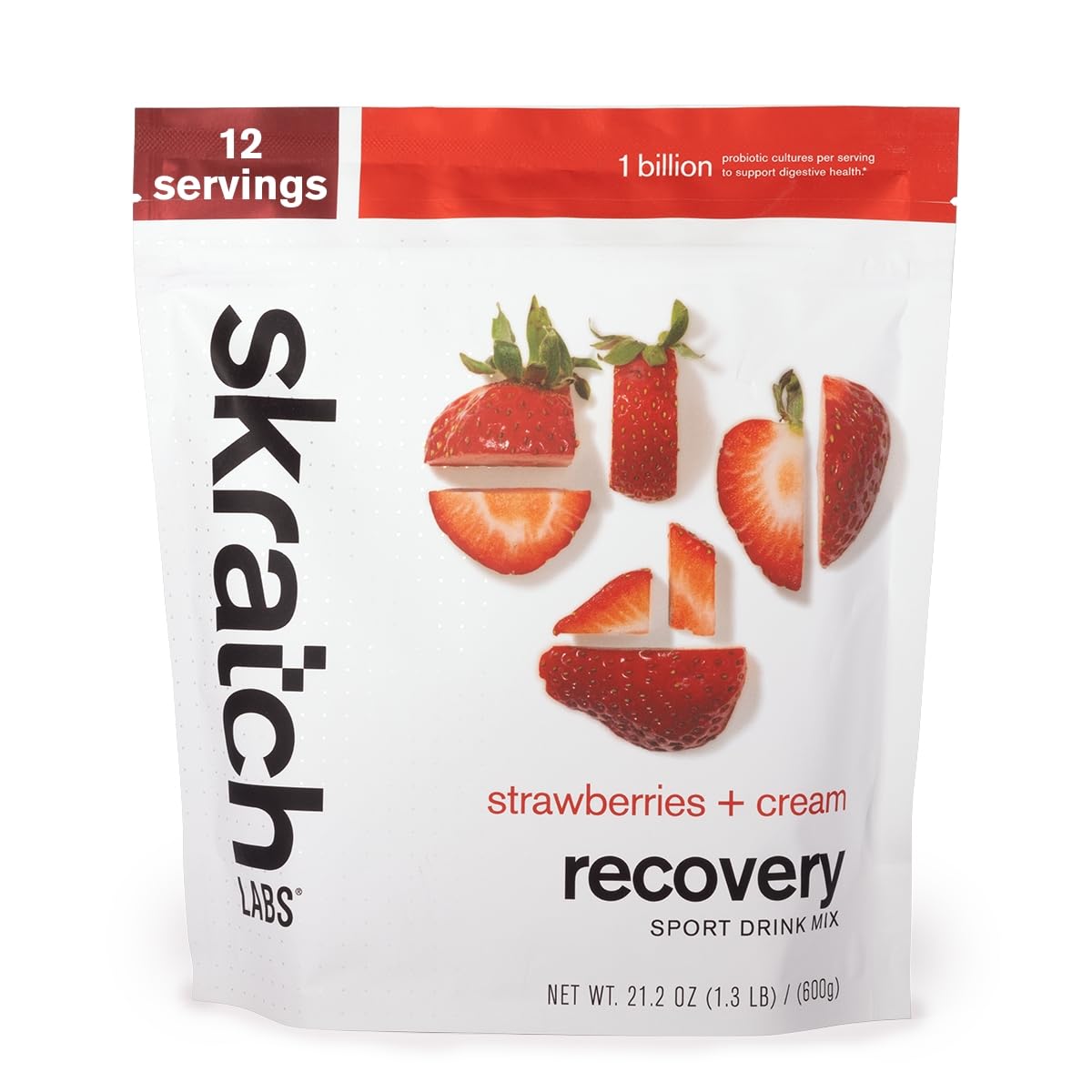 SKRATCH LABS Recovery- Sport Drink Mix | Complete Milk Protein with Carbs, Electrolytes, and Probiotics | Post Workout Powder | Strawberries + Cream