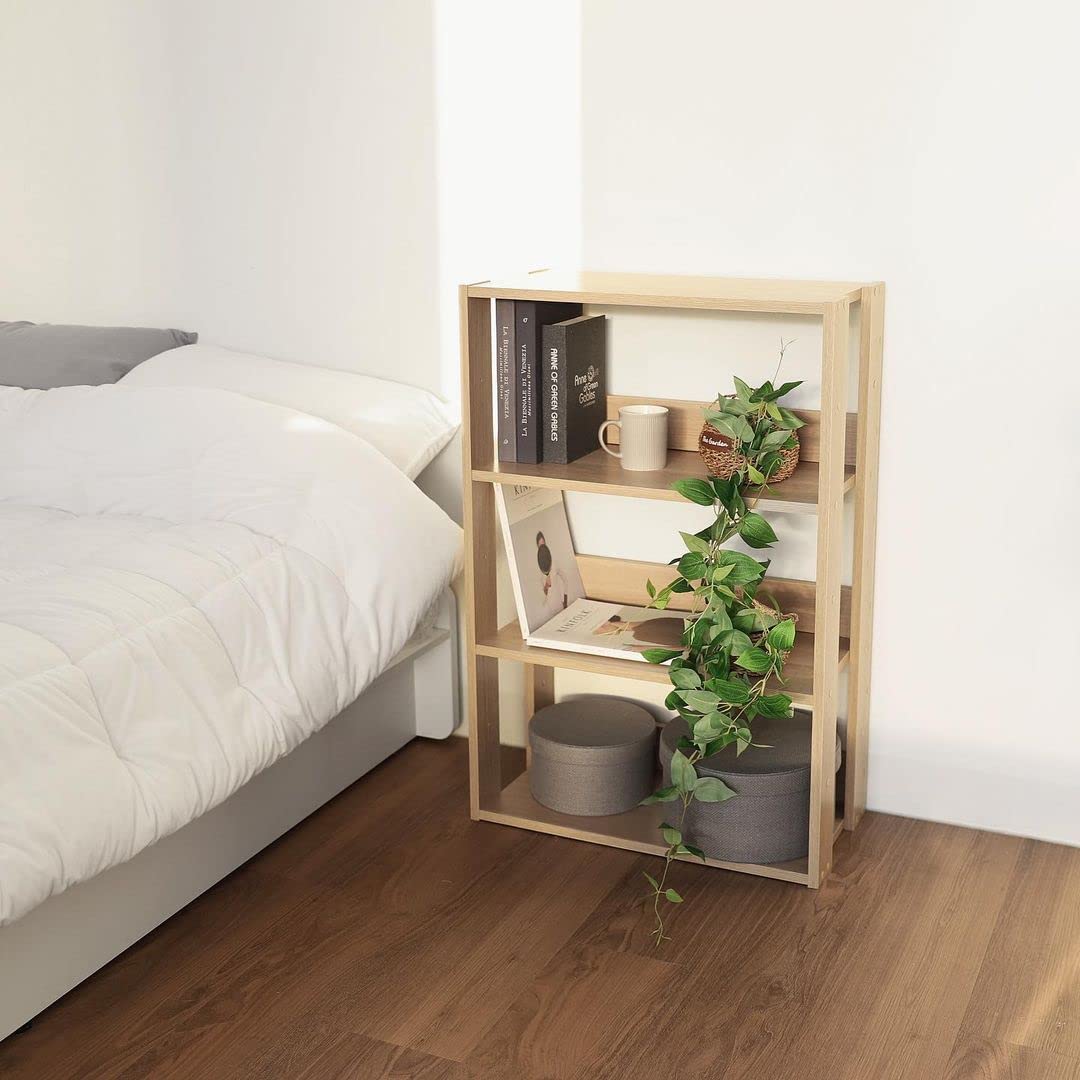 Iris Ohyama, Mobile contenitore/Ripiano portaoggetti/Modulo laterale/Piccolo contenitore, Modulare,Design, Ufficio, Casa - Open Wood Rack - OWR-600 - Marrone chiaro